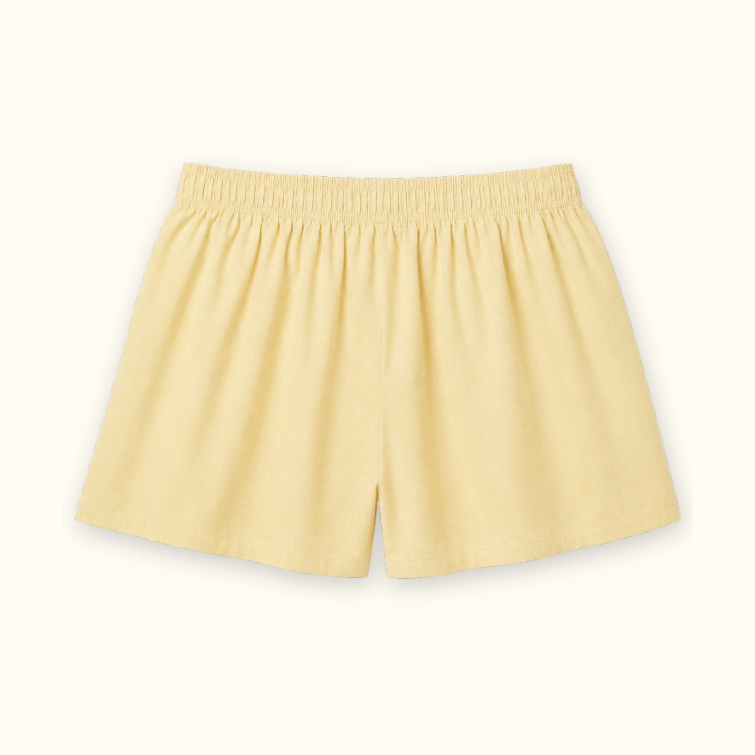 Cotton Boxer Shorts in Soft Yellow Oxford, back view, showing waistband and leg shape