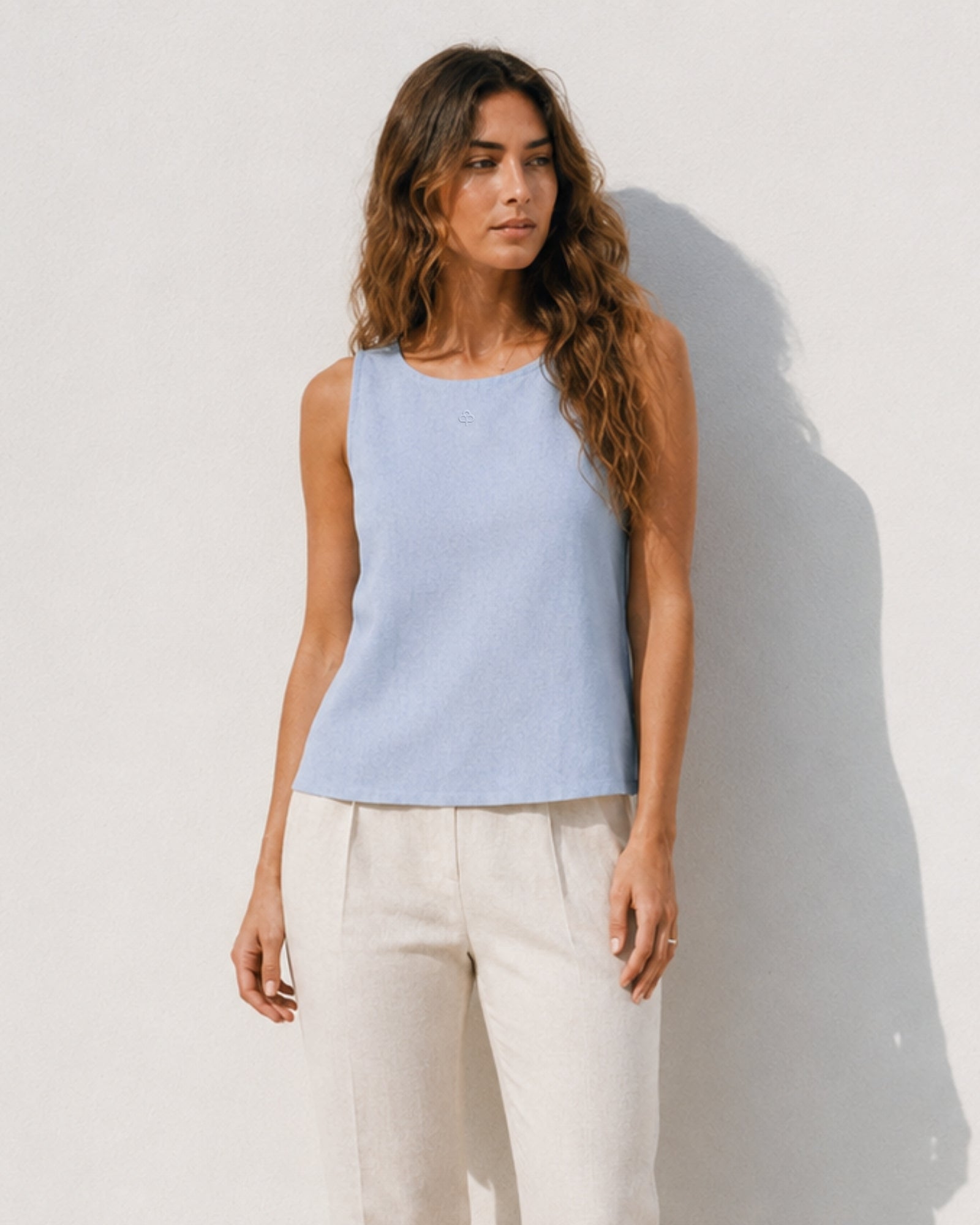 Top in lino senza maniche