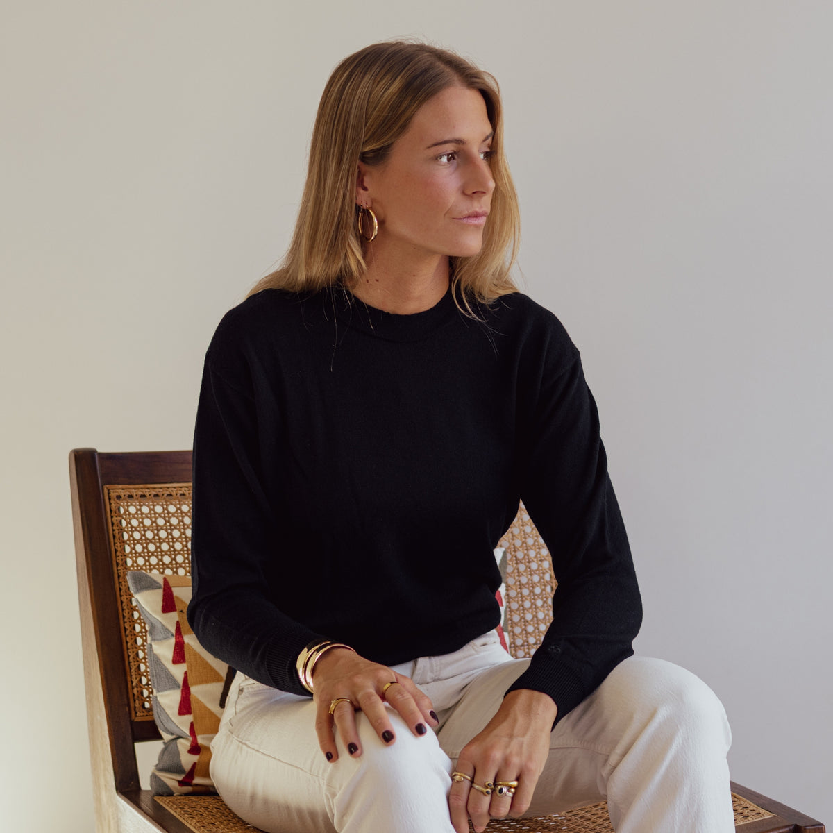 Merinowolle Pullover — Schwarz