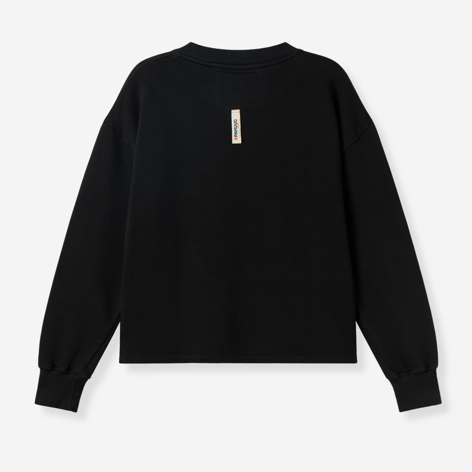 Black women crewneck back with Pamuuc hang label