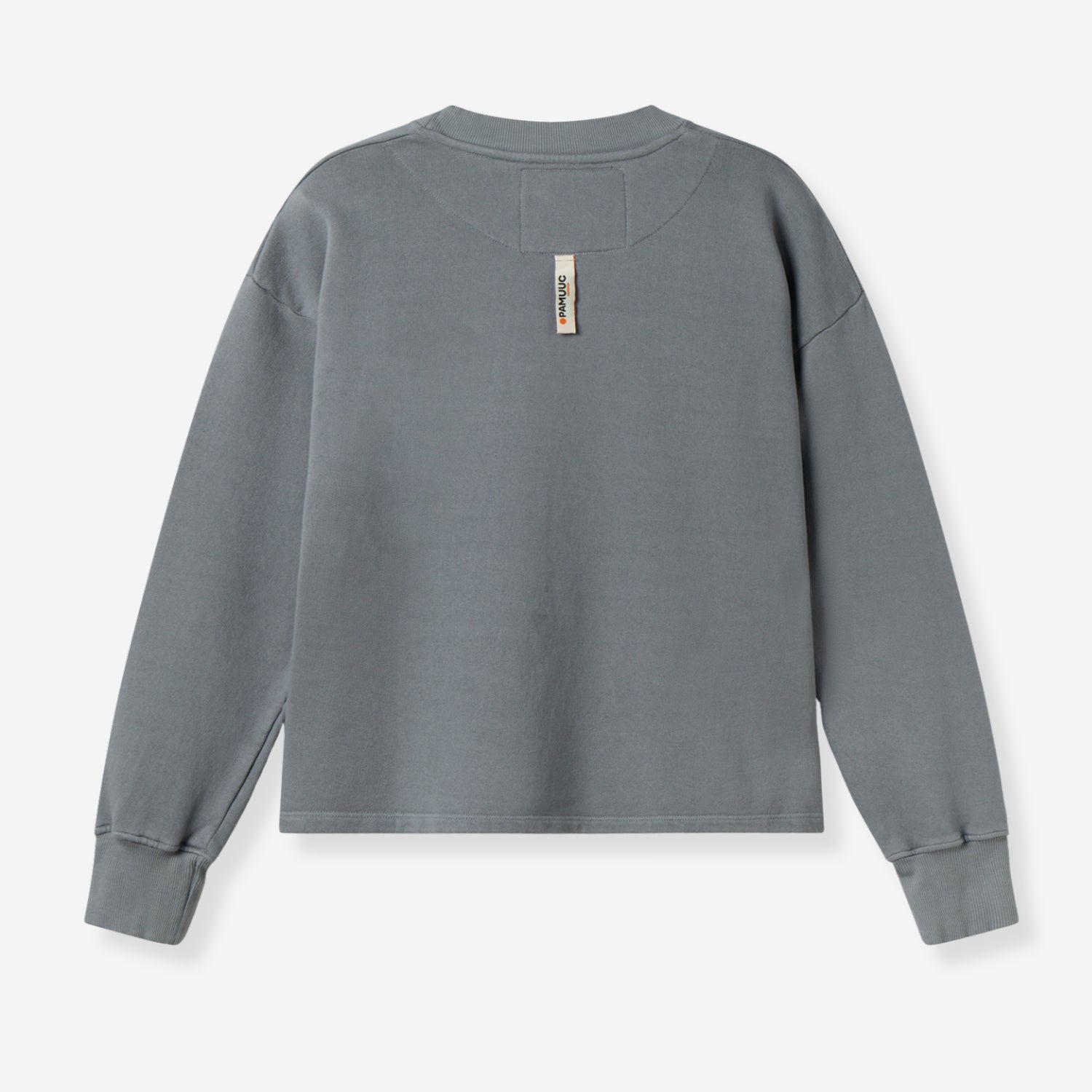 Grey women crewneck back with Pamuuc hang label