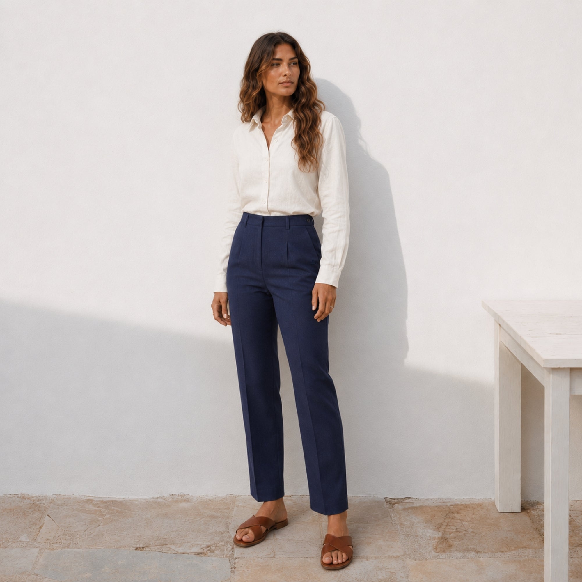 Rechte linnen broek voor dames
