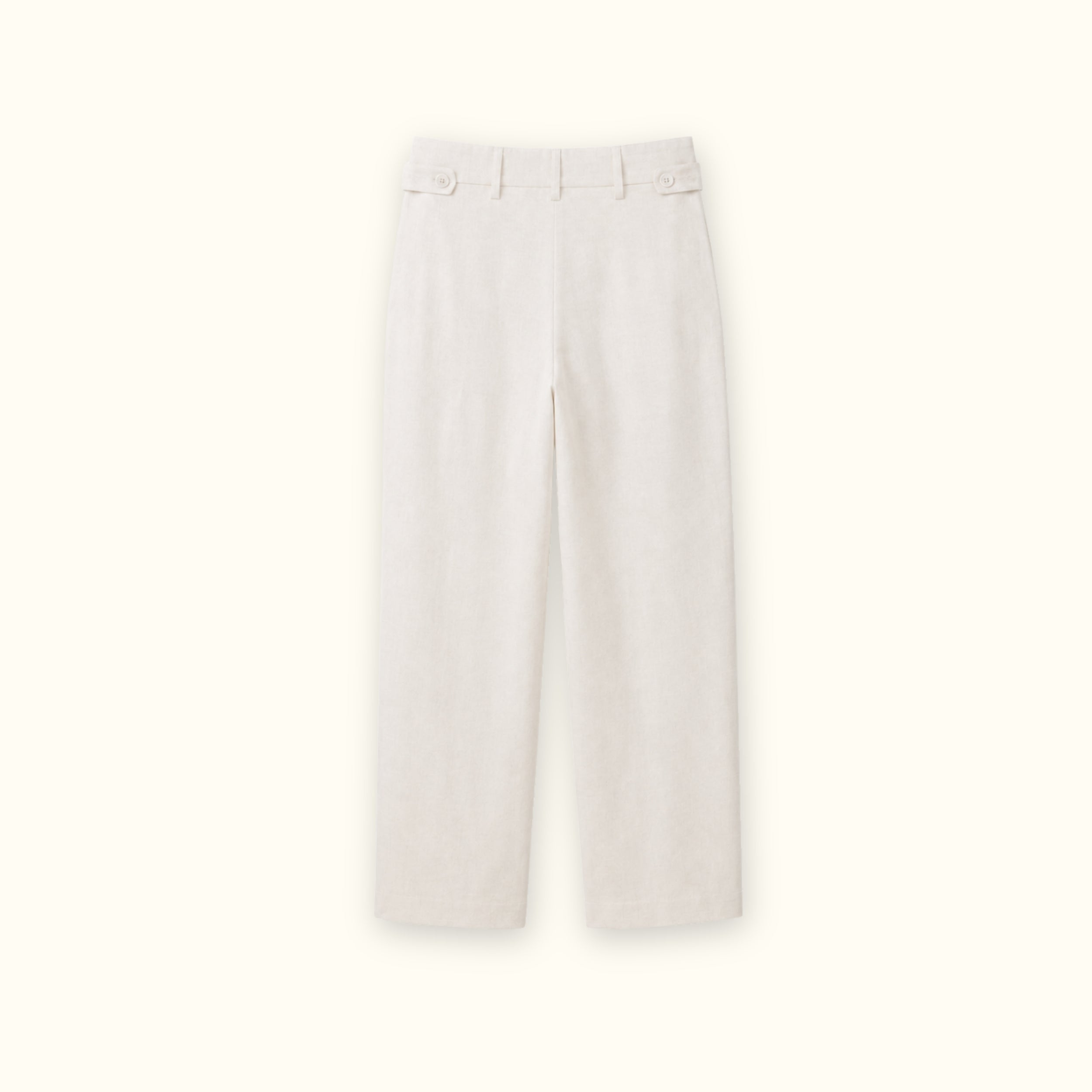 Pantaloni in lino straight leg Off White, vista posteriore, con pince e linea dellstraight leg